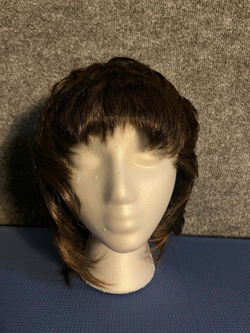 Ashro Brown Shag Mullet Wig with Bangs and Highlights 002-047
